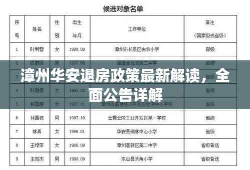 漳州华安退房政策最新解读,全面公告详解