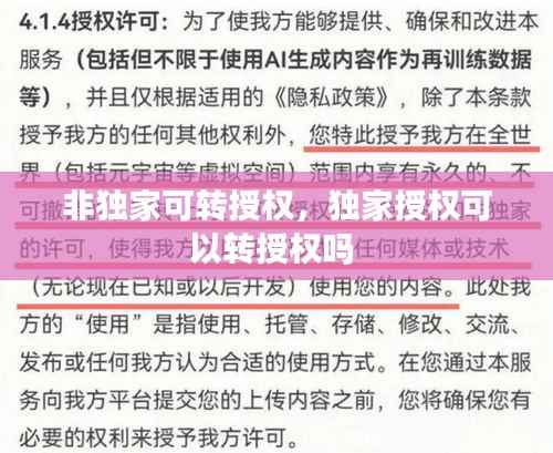 非独家可转授权,独家授权可以转授权吗