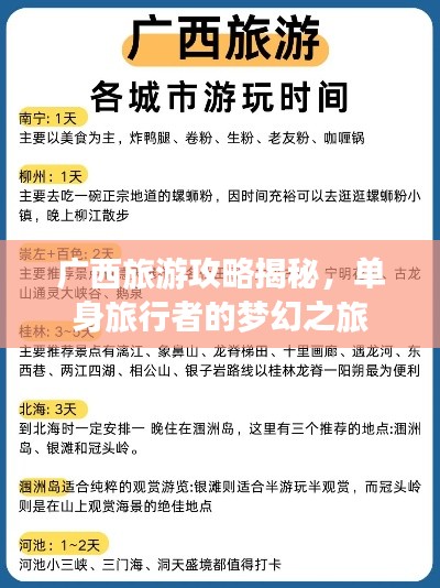 广西旅游攻略揭秘,单身旅行者的梦幻之旅